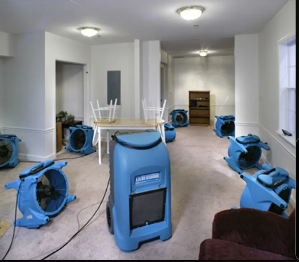 Air movers and dehumidifier setup for Water Extraction & Removal in Sunset